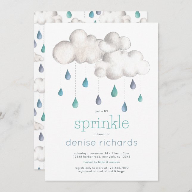 Cloudy with a chance of Sprinkles Baby Shower Invitation (Front/Back)