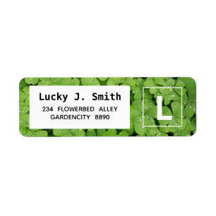 Clover address label. Green nature shamrock Label