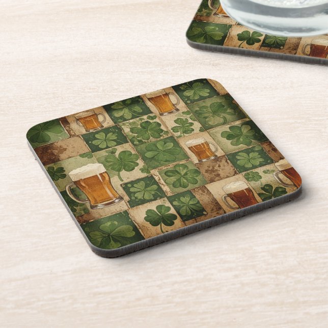 Clover and beer beverage coaster (Left Side)