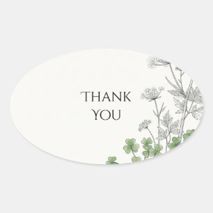 Clover and Dandelion Scottish Wedding Thank You Oval Sticker