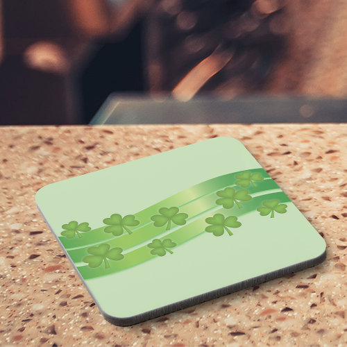 Clover And Green Stripes Beverage Coaster