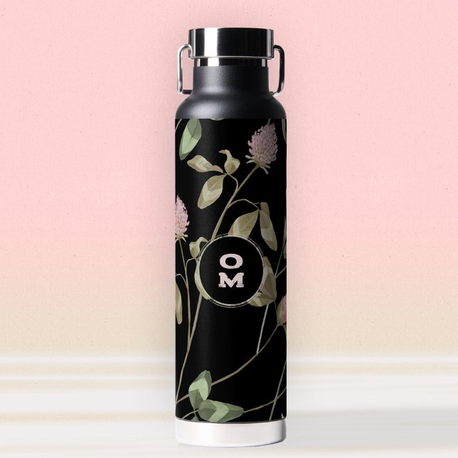 Clover Black Botanical Water Bottle (Clover Black Botanical Water Bottle ©Susanne Sachers - Sunny Mind Design 🌞)