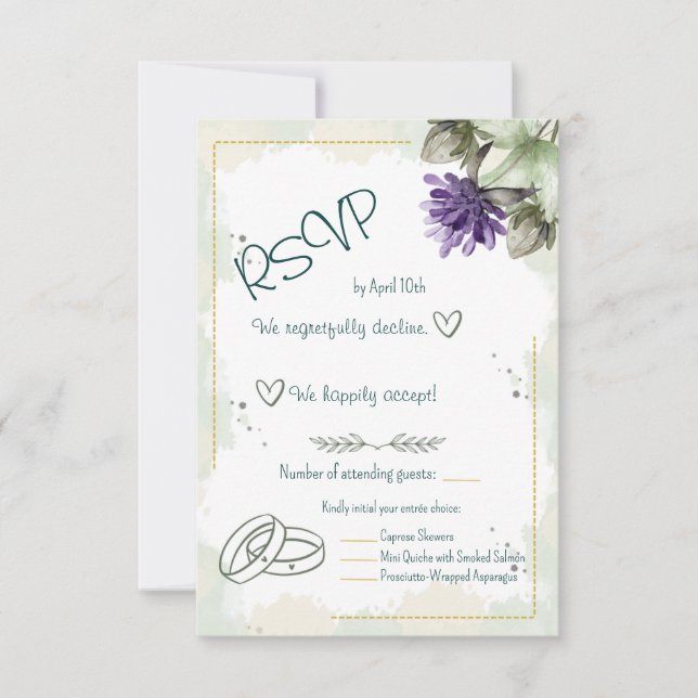 Clover Blossom Watercolour Florals RSVP Card (Front)