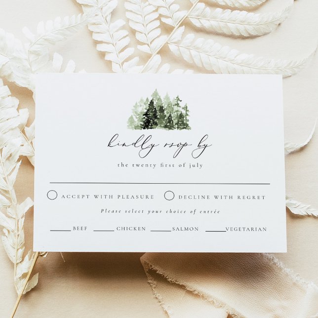 CLOVER Bohemian Watercolor Pine Tree RSVP Card (Creator Uploaded)