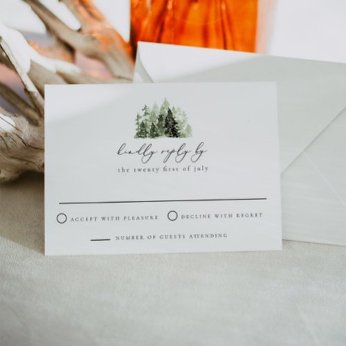 CLOVER Bohemian Watercolor Pine Tree RSVP Invitation