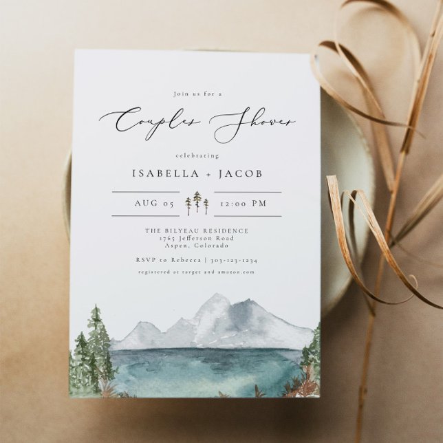 CLOVER Boho Rustic Mountain Lake Couples Shower In Invitation (Creator Uploaded)