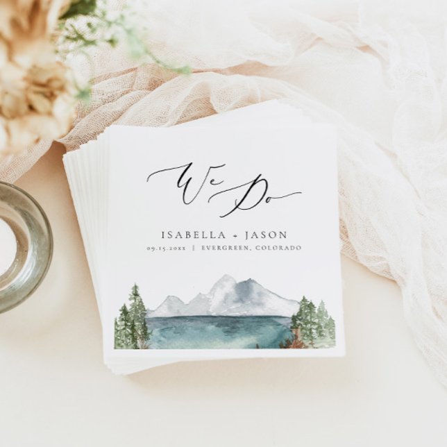 CLOVER Boho Rustic Mountain Lake Wedding Napkins (Creator Uploaded)