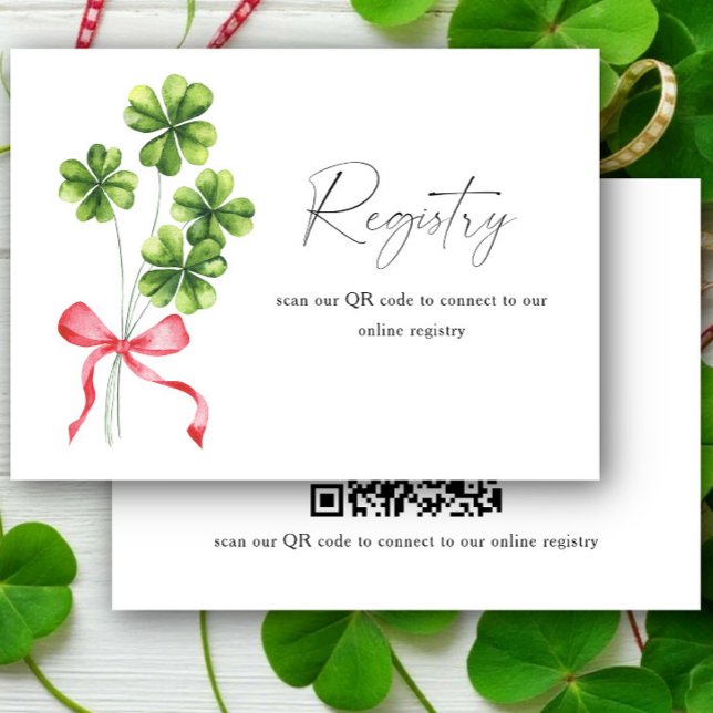 Clover Bridal shower QR code for registry  Enclosure Card (Creator Uploaded)