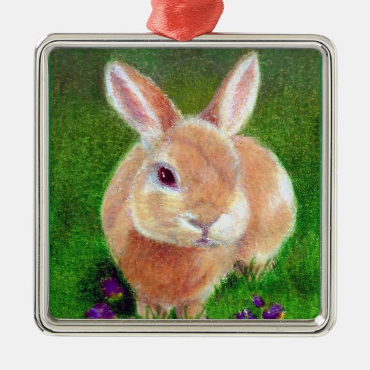 Clover Bunny Metal Ornament
