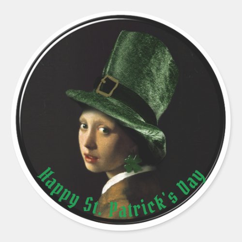 Clover Earring St Patricks Day Classic Round Sticker