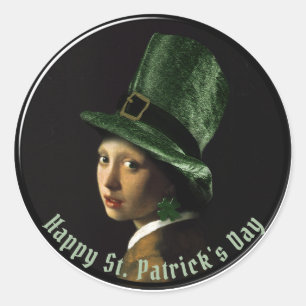 Clover Earring St. Patrick's Day Classic Round Sticker