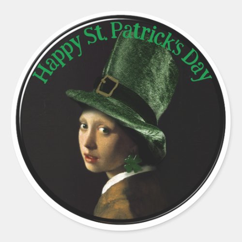 Clover Earring St Patricks Day Classic Round Sticker