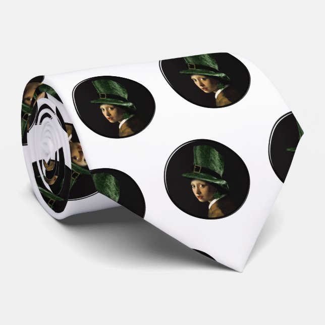 Clover Earring St. Patrick's Day Neck Tie (Rolled)