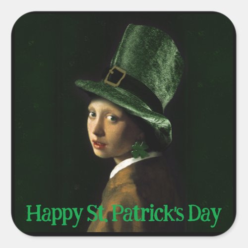 Clover Earring St Patricks Day Square Sticker