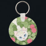 Clover Fairy Cat Keychain<br><div class="desc">Catterflies tend to have wings that match the vegetation they live in. This little kitty blends into the clover patch quite nicely as she peeks up at you!</div>