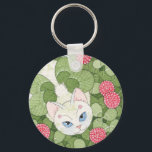 Clover Fairy Cat Keychain<br><div class="desc">Catterflies tend to have wings that match the vegetation they live in. This little kitty blends into the clover patch quite nicely as she peeks up at you!</div>