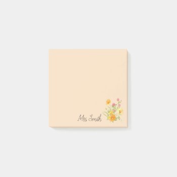 Clover Flower Bouquet Monogram Teacher Post-it Notes by TheSillyHippy at Zazzle