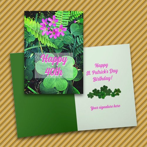 Clover Flowers St Patricks Day Birthday Card