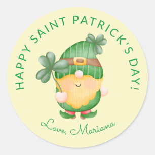 Clover Gnome Happy Saint Patricks Day Party Favors Classic Round Sticker