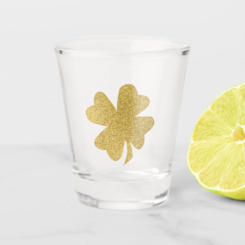 Clover Gold 4 Leaf Glitter Shot Glass