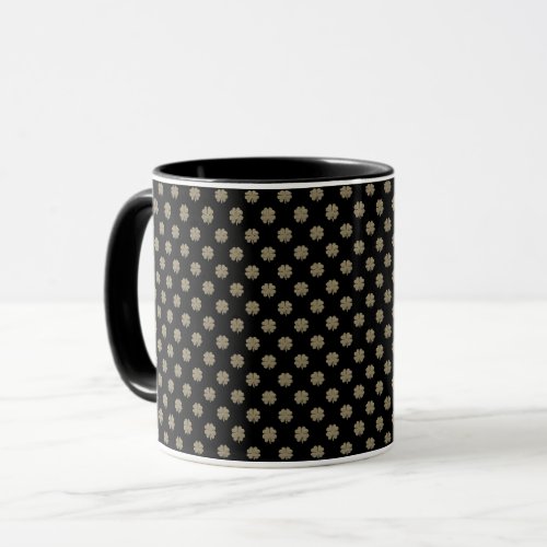 Clover Good Luck Symbol Black and Gold Pattern Mug