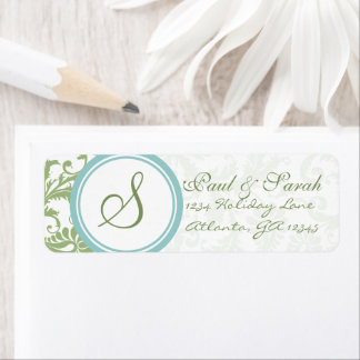 Clover Green and Aqua Blue Wedding Label