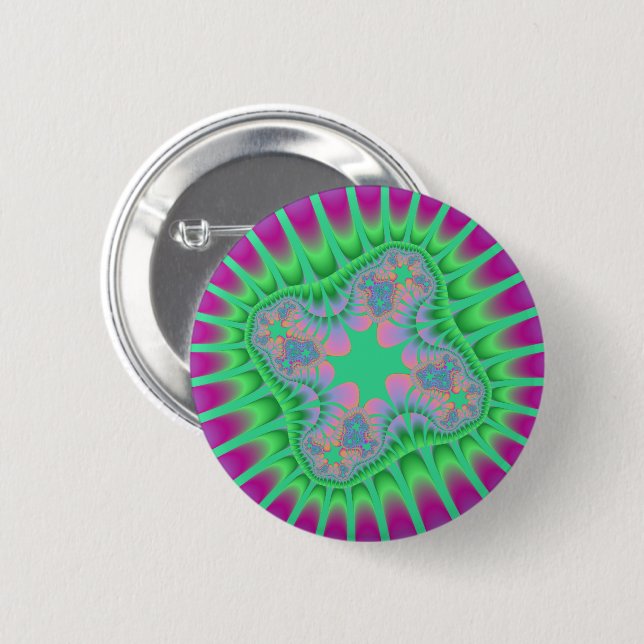 Clover Green Flower Pinback Button (Front & Back)