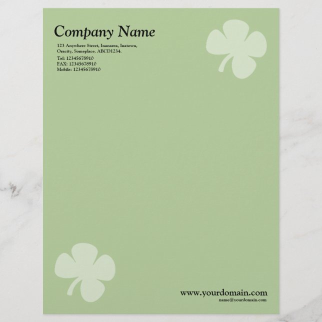 Clover - Green Letterhead (Front)
