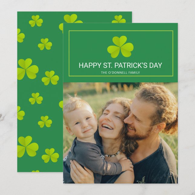 Clover Green St. Patrick's Day Photo Card (Front/Back)