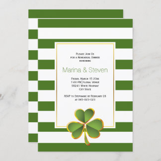 Clover & green, stripes wedding rehearsal dinner invitation