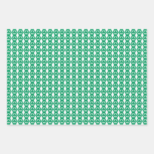 Clover Green White Hexagon Pattern Wrapping Paper Sheets