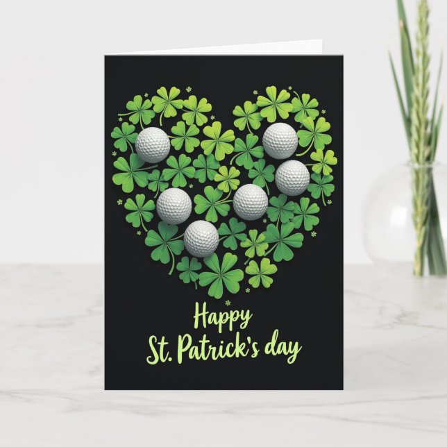 Clover Heart Golf Balls Day Card (Front)