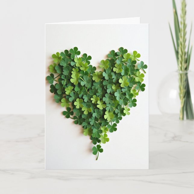 Clover Heart Love Greeting Card (Front)