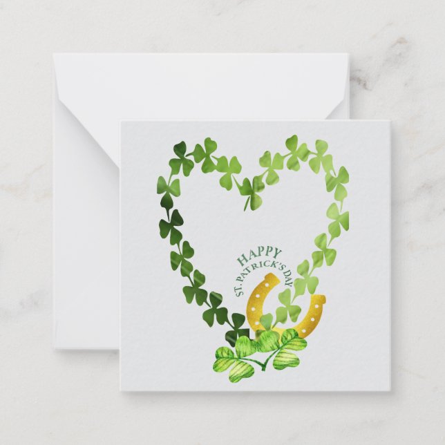Clover Heart St. Patrick's Day Note Card (Front)