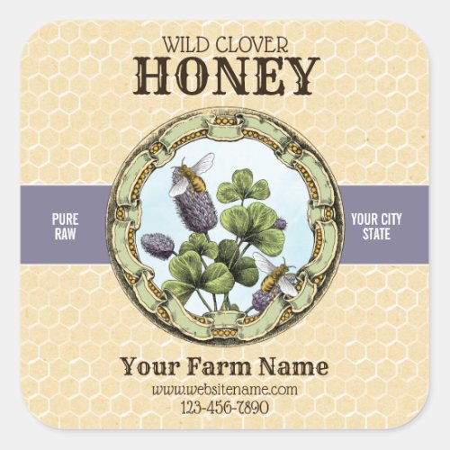 Clover Honey Bee Label