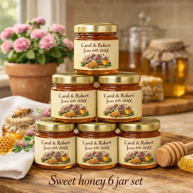 Clover Honey Bee Personalized Wedding  Jar Favors (Creator Uploaded)