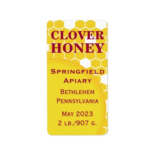 Clover Honeycomb Honey Jar Label