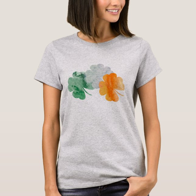 Clover Irish Flag Green White Orange Shirt Design (Front)