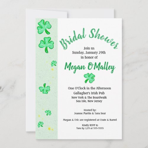 Clover Irish St Pattys Bridal Shower Invitation