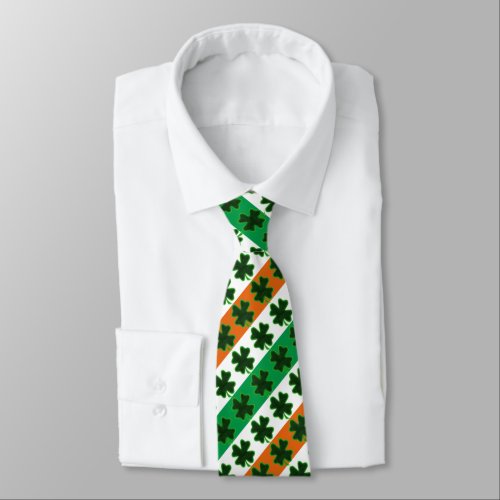 Clover Irish Stripes St Patricks Day Neck Tie