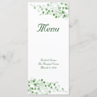 Clover Irish Wedding Menu Rack Card