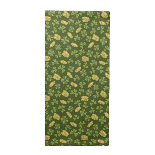 Clover Leaf & Gold Coin Pattern Cloth Napkin (Half Fold)