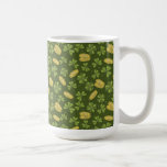 Clover Leaf &amp; Gold Coin Pattern Coffee Mug