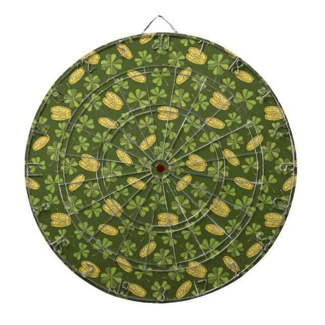 Clover Leaf & Gold Coin Pattern Dart Board (Front)