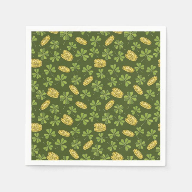 Clover Leaf & Gold Coin Pattern Napkins (Front)