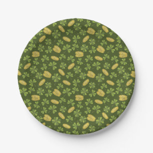 Clover Leaf & Gold Coin Pattern Paper Plates