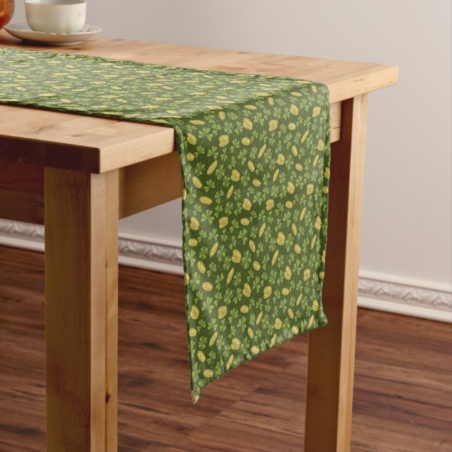 Clover Leaf & Gold Coin Pattern Short Table Runner (In Situ)