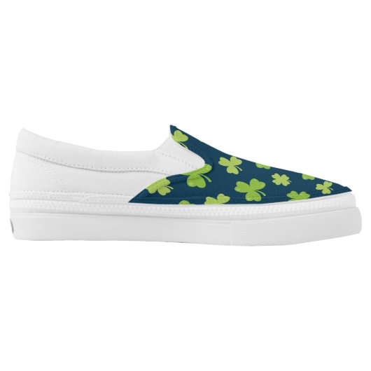 Clover Leaf Illustration Slip-On Sneakers (Left Shoe Inside)