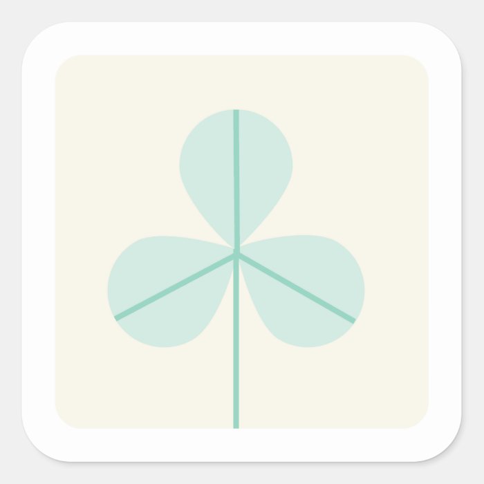 Clover Leaf Three Green Trefoil Luck Irish Cartoon Square Sticker