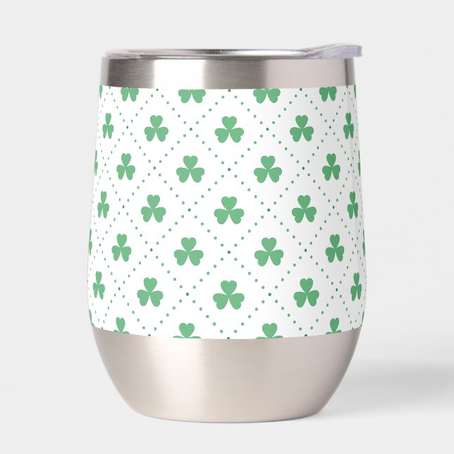 Clover Leaves Pattern St. Patrick's Day-23223 Thermal Wine Tumbler (Left)
